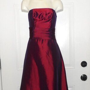 Vintage Romanza burgundy color Strapless Satin Gown - size 6